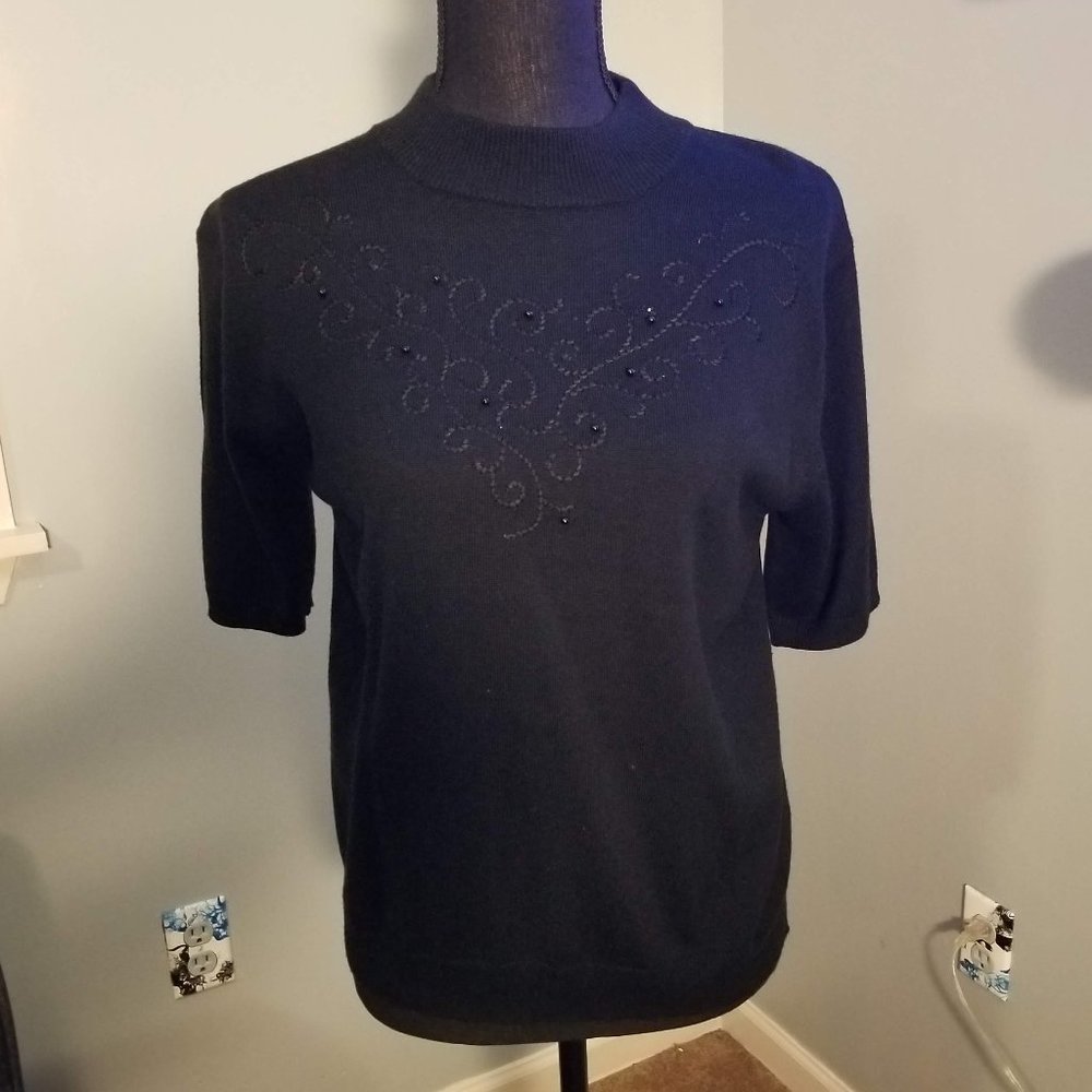 Nikki Petite Black Sweater Medium Vintage